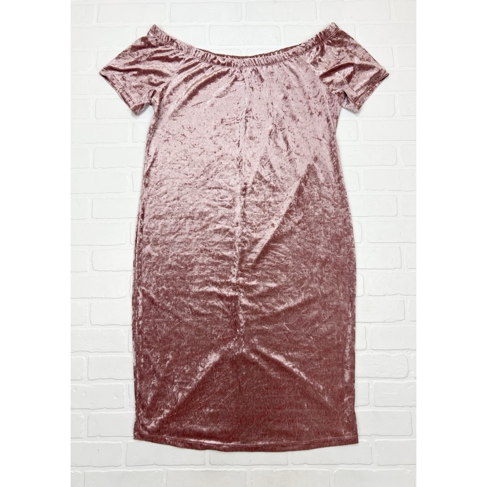 Active USA Pink Velvet Off Shoulder Bodycon Dress Size 2XL